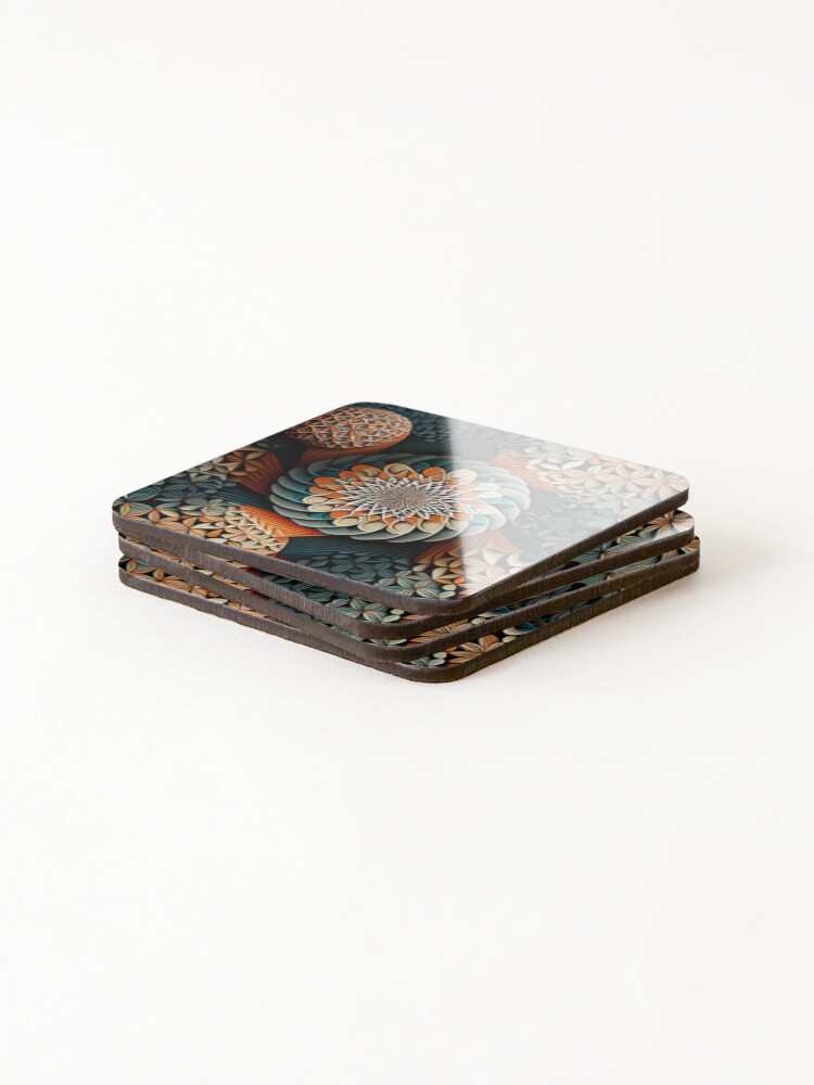 Thumbnail 4 of 5, Coasters (Set of 4), Complex Pattern Digital Painting designed and sold by CodeAndColors.