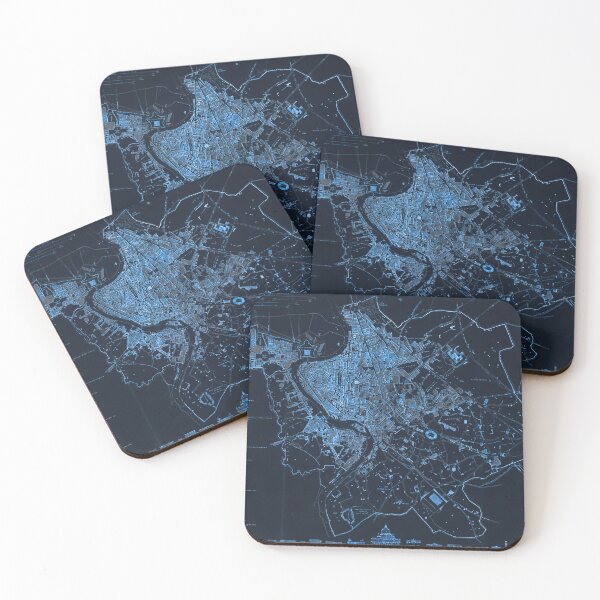 Item preview, Vintage old map of Rome, Italy. Ancient glowing blue map of Rome designed and sold by Long Exposure.