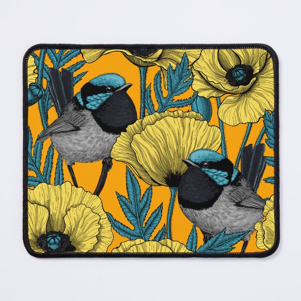 Item preview, Fairy wren and poppies in yellow designed and sold by Katerina Mitkova Kirilova.
