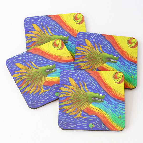 Item preview, Trippy Psychedelic Fish Abstract Rainbow Multi Color Painting designed and sold by theWeppen.