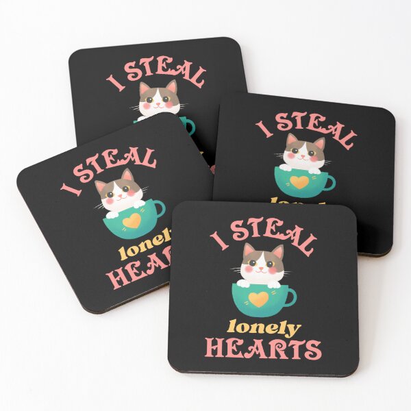 Item preview, I steal lonely hearts. Valentines Tea and cat design, kitty and tea Lovers, Cute kittens in a cup of tea Design  designed and sold by efenem.