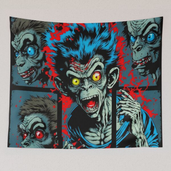 Item preview, Monkey Zombie 2 primate ape undead death designed and sold by popurbanart.