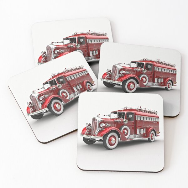 Item preview, Art Deco Fire Truck designed and sold by TheArtfulAI.