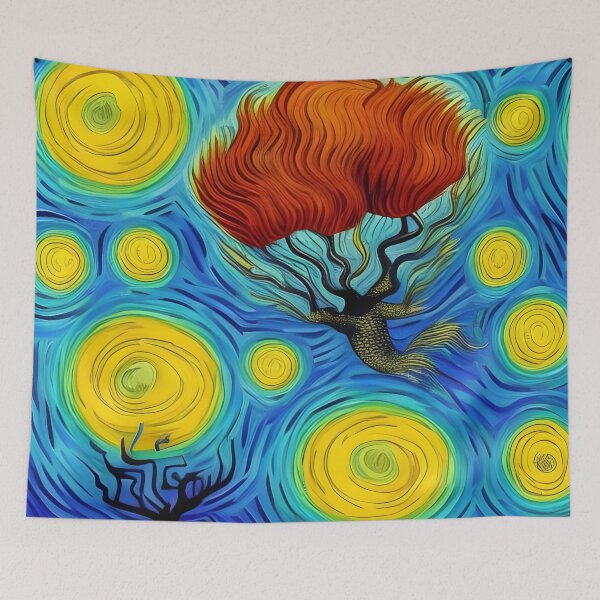 Item preview, Floating Trees Abstract Rainbow Multi Color Painting designed and sold by theWeppen.