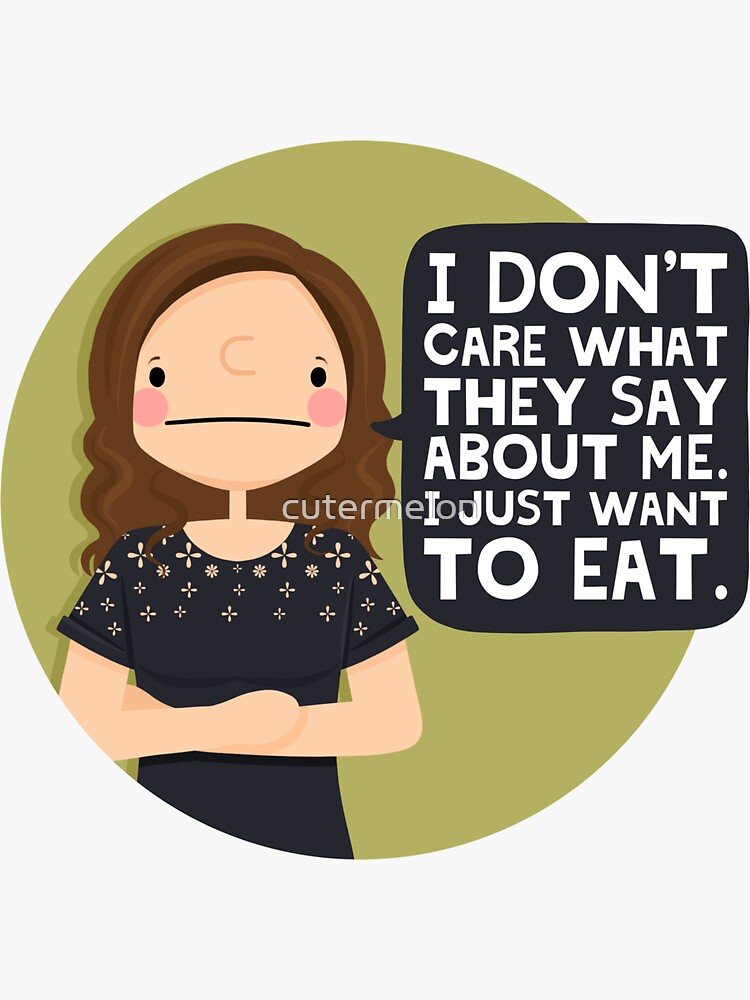 "The Office Pam “I just want to eat”" Sticker for Sale by cutermelon
