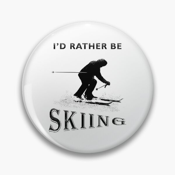 Item preview, I'd Rather Be Skiing Quote with Silhouette Downhill Skier in Black on White  designed and sold by Karen McFarland.