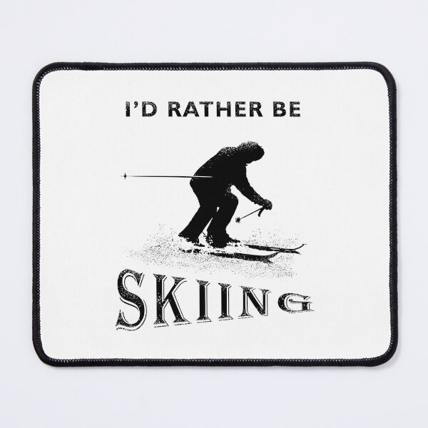 Item preview, I'd Rather Be Skiing Quote with Silhouette Downhill Skier in Black on White  designed and sold by Karen McFarland.