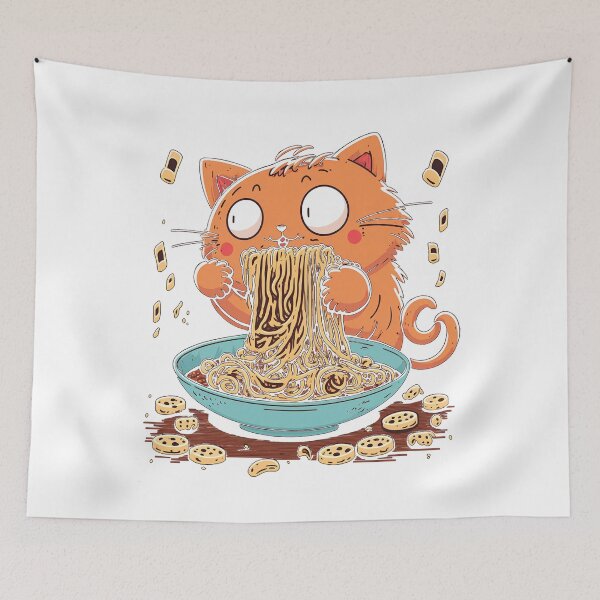 Item preview, Cat Eating Spaghetti designed and sold by AndrewWorld.