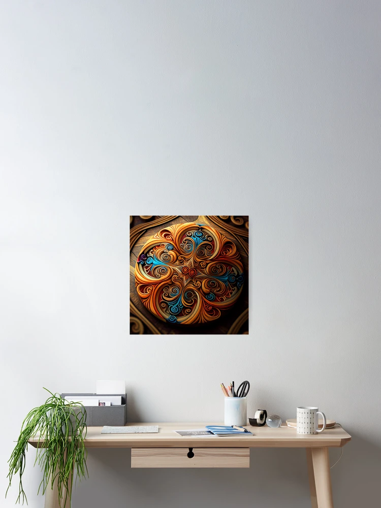 Imagen 2 de 3, Póster con la obra Psychedelic Clay Wood Fine Eclectic Pattern Digital Painting, diseñada y vendida por CodeAndColors.