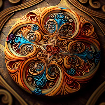 Imagen de la obra Psychedelic Clay Wood Fine Eclectic Pattern Digital Painting de CodeAndColors