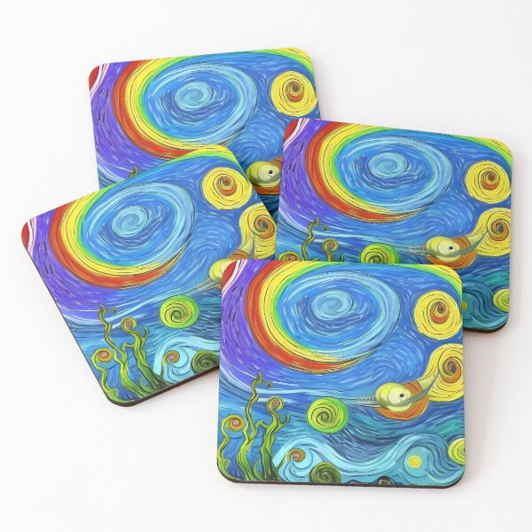 Item preview, Trippy Underwater Swirls Abstract Rainbow Multi Color Painting designed and sold by theWeppen.