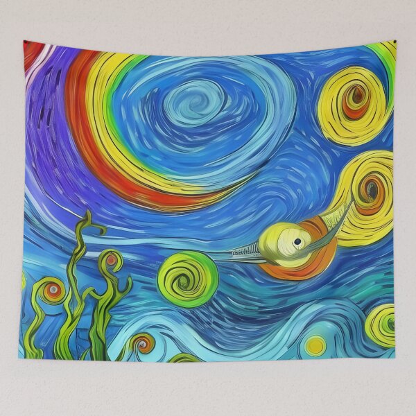 Item preview, Trippy Underwater Swirls Abstract Rainbow Multi Color Painting designed and sold by theWeppen.