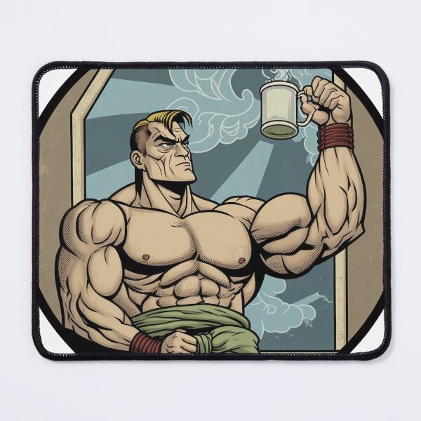 Item preview, Buff man drinking coffee after his victory designed and sold by GingerArranger.