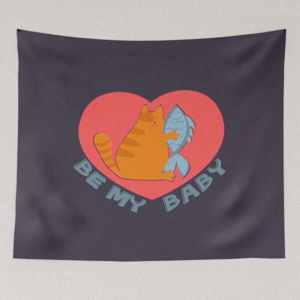 Item preview, Be My Baby Valentines Gato y pez designed and sold by brytfanna.