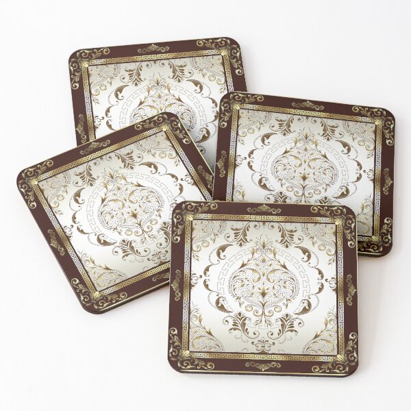 Item preview, Ornate Baroque Cream Gold BrownGreek Key Floral designed and sold by Yiorgos Designs.