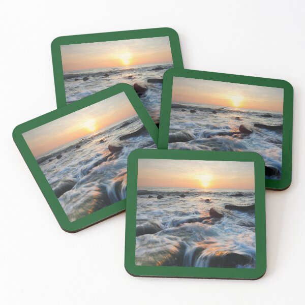 Item preview, Long exposure of body of ocean on sunset pattern  designed and sold by lindsaybroosign.