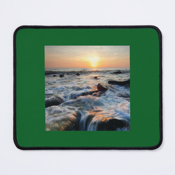 Item preview, Long exposure of body of ocean on sunset pattern  designed and sold by lindsaybroosign.