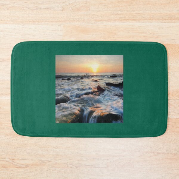 Item preview, Long exposure of body of ocean on sunset pattern  designed and sold by lindsaybroosign.