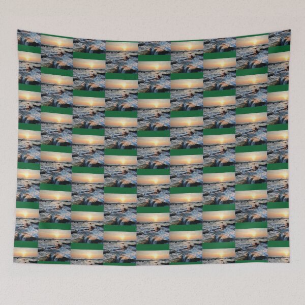 Item preview, Long exposure of body of ocean on sunset pattern  designed and sold by lindsaybroosign.