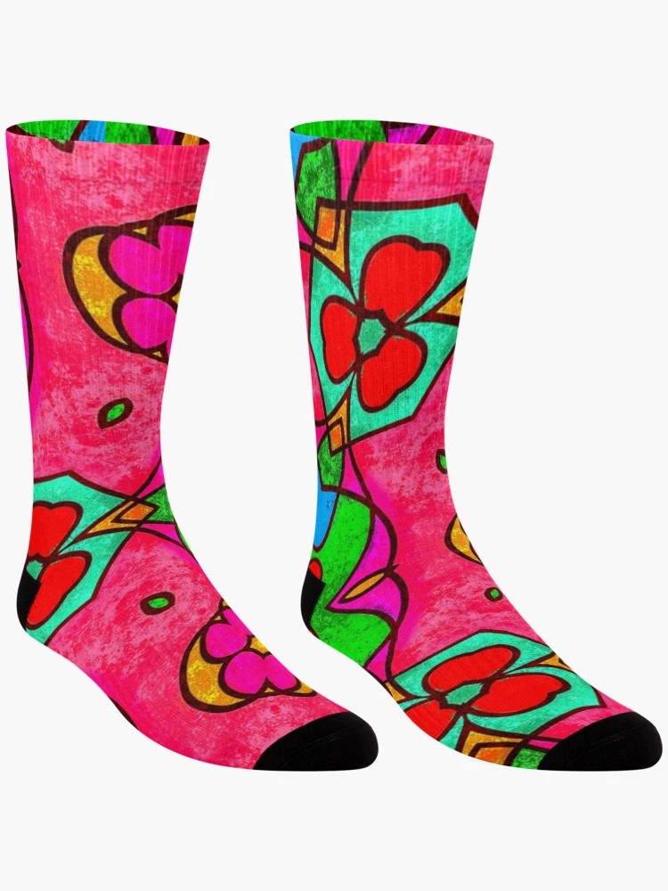 Thumbnail 3 of 5, Socks, Abstract Flower Pattern designed and sold by Patternflower.