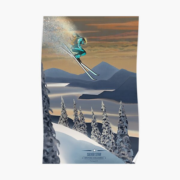 Art de ski de poudre Poster