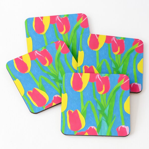 Item preview, Colorful red and yellow tulips, handpainted design designed and sold by patterncrow.