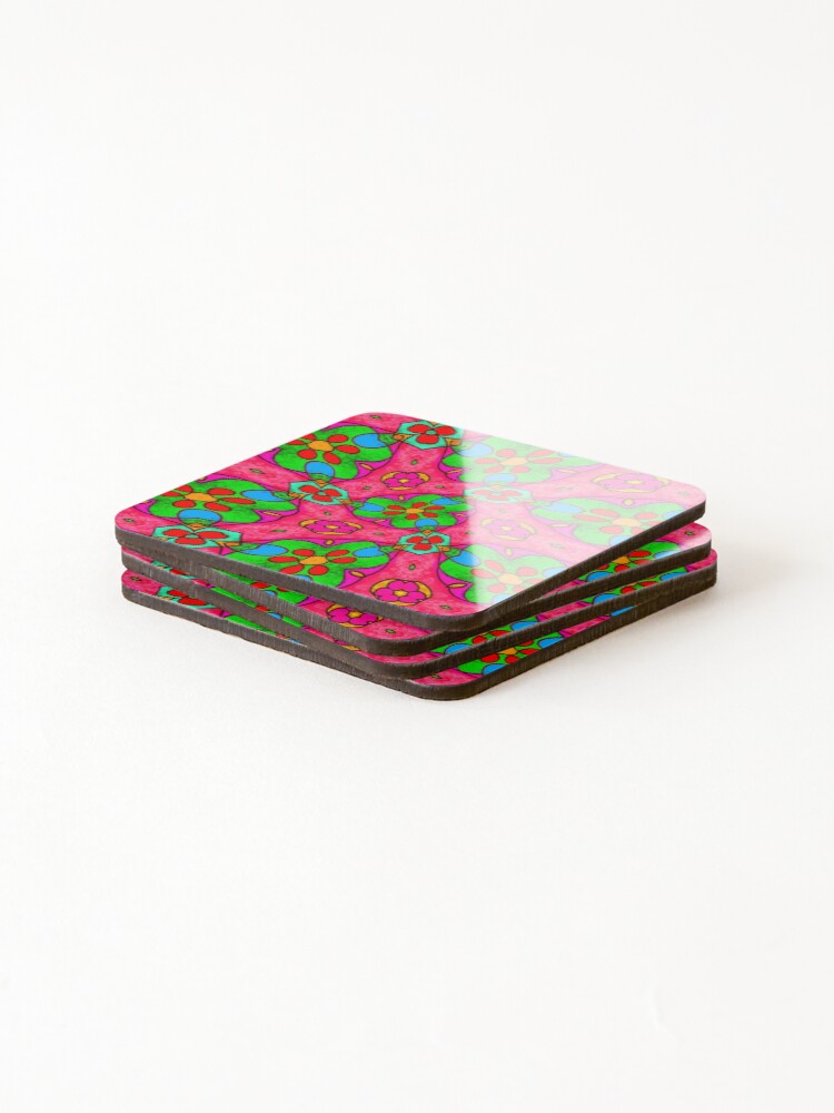 Thumbnail 4 of 5, Coasters (Set of 4), Abstract Flower Pattern designed and sold by Patternflower.