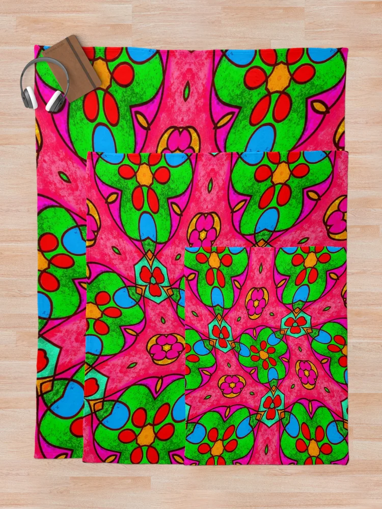 Thumbnail 5 of 6, Throw Blanket, Abstract Flower Pattern designed and sold by Patternflower.