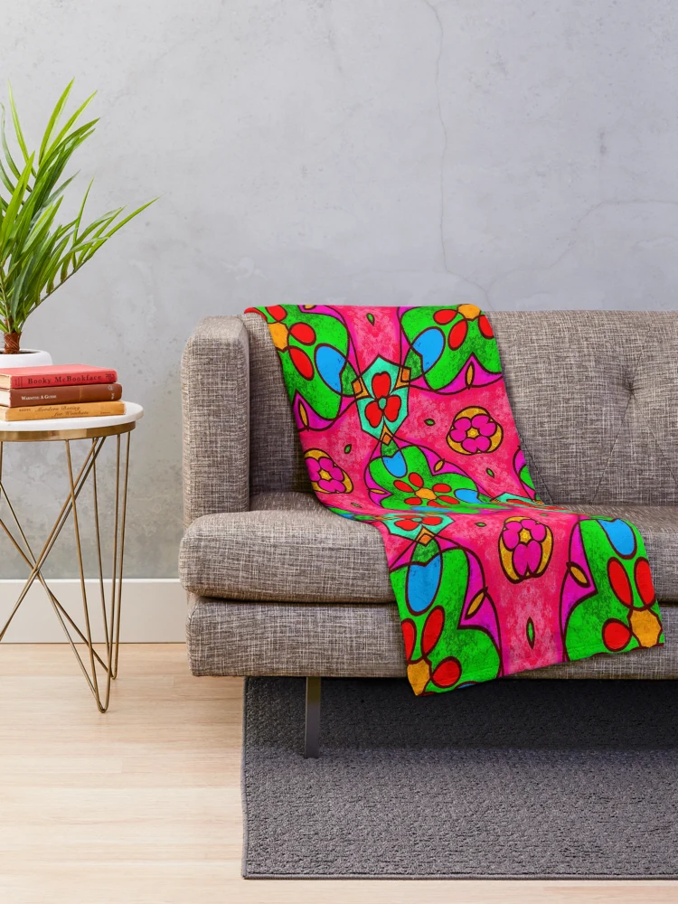 Thumbnail 2 of 6, Throw Blanket, Abstract Flower Pattern designed and sold by Patternflower.