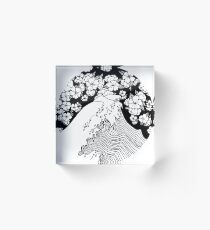 Waves and Flowers Acrylic Block