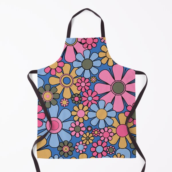 Item preview, Retro Garden Flowers Groovy 60s 70s Floral Pattern 2 Blue Pink Green Yellow designed and sold by kierkegaard.