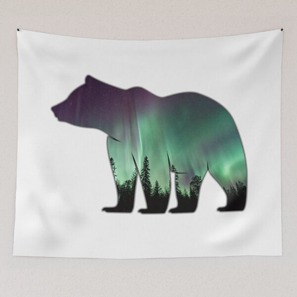 Item preview, Alaska Themed Grizzly Bear Silhouette - Aurora Borealis designed and sold by hijackhippo.