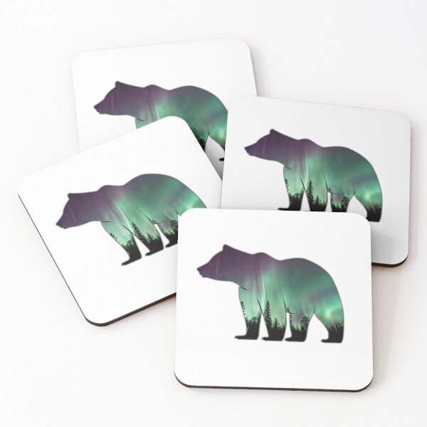 Item preview, Alaska Themed Grizzly Bear Silhouette - Aurora Borealis designed and sold by hijackhippo.