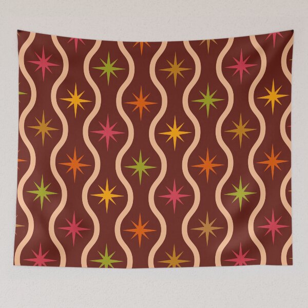Item preview, Colorful Mid Century Retro starbursts Pattern with ogee ovals shapes  designed and sold by Yasminepatterns .