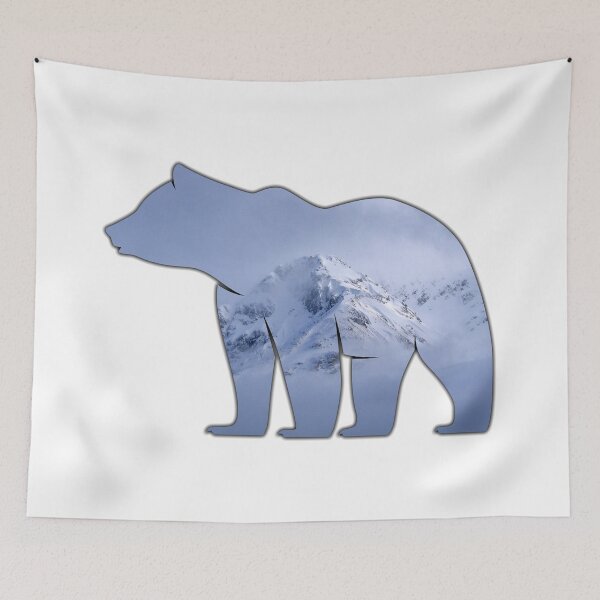 Item preview, Alaska Themed Bear Silhouette - Snowy Mountains designed and sold by hijackhippo.