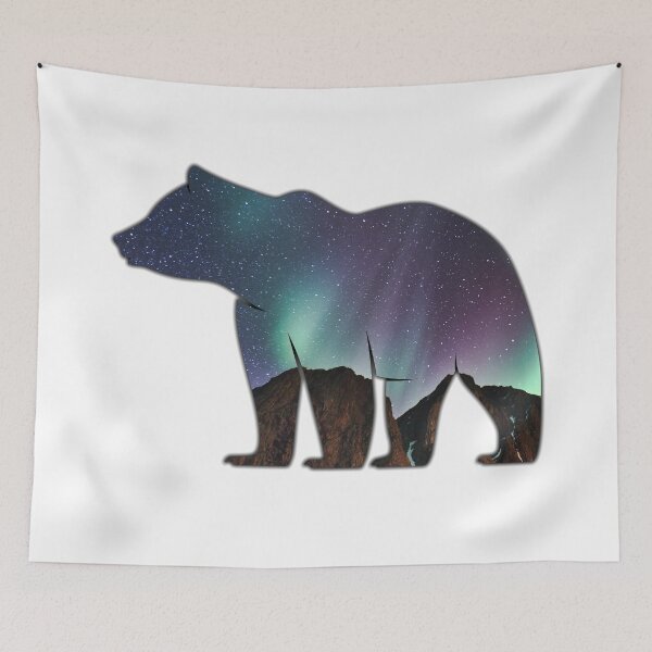 Item preview, Alaska Themed Bear Silhouette - Starry Mountains designed and sold by hijackhippo.
