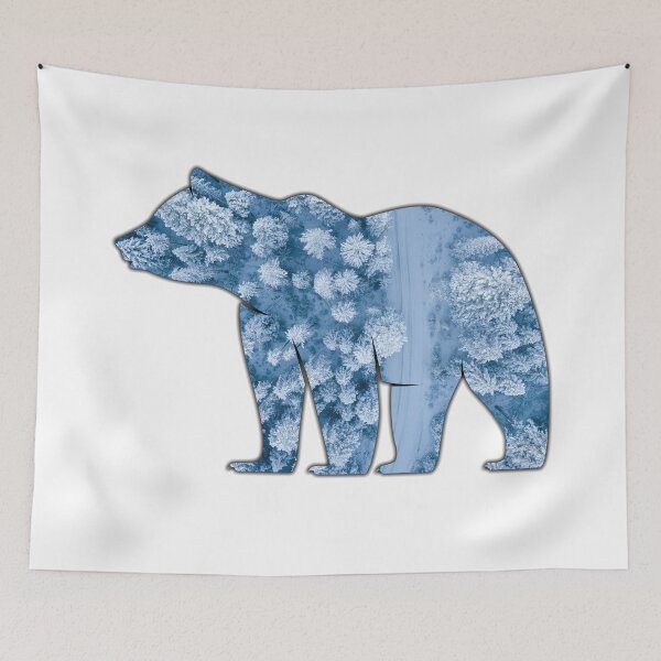 Item preview, Alaska Themed Bear Silhouette - Winter Woods designed and sold by hijackhippo.