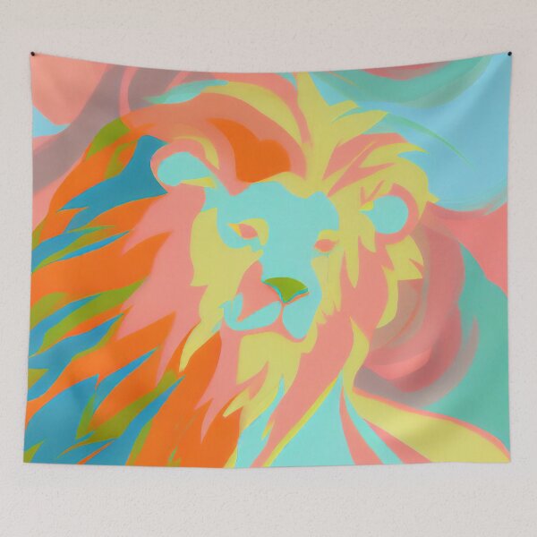 Item preview, a painting of a lion with a blue background, an airbrush painting designed and sold by Onoiko.