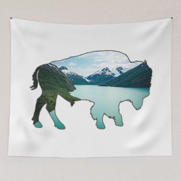 Item preview, Alaska Themed Bison Silhouette - Mountain Lake designed and sold by hijackhippo.