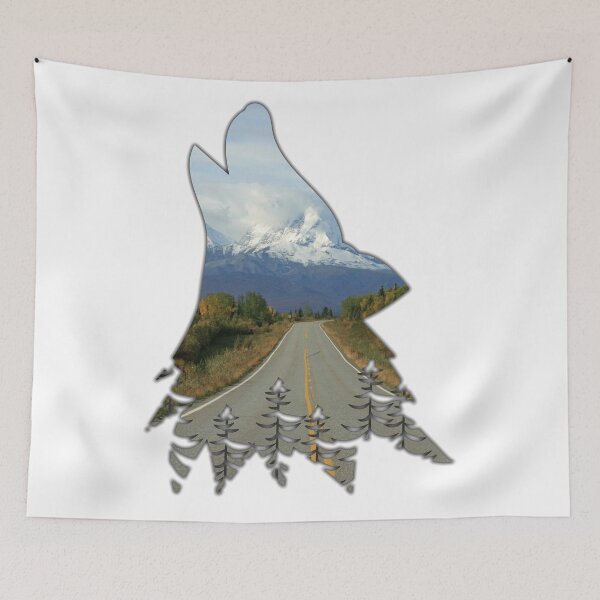Item preview, Alaska Themed Howling Wolf Silhouette - Winding Road designed and sold by hijackhippo.