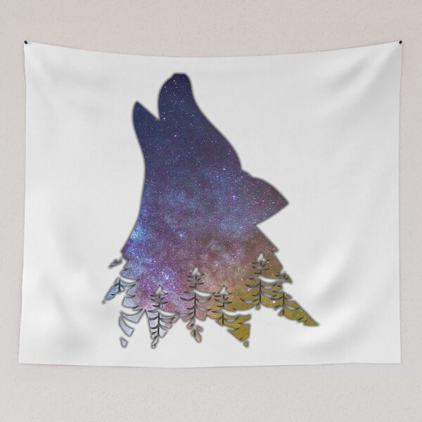Item preview, Alaska Themed Howling Wolf Silhouette - Starry Sky designed and sold by hijackhippo.