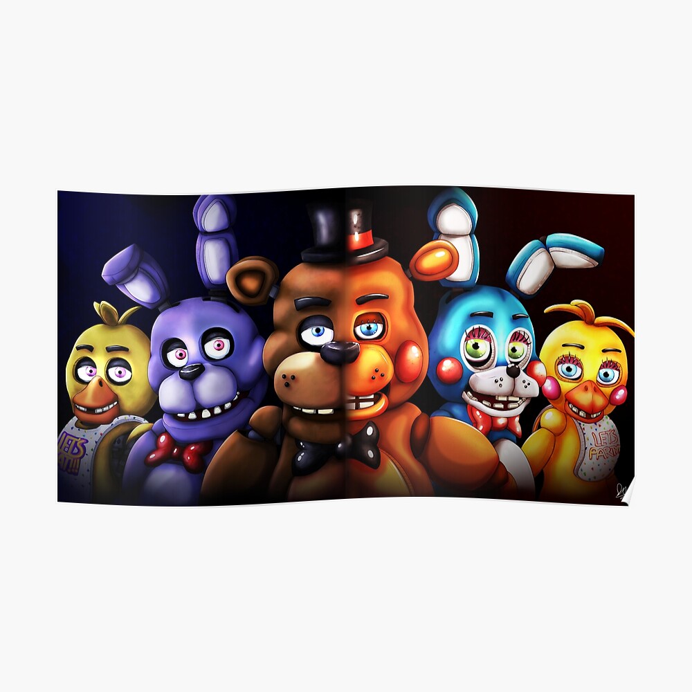 Golden Freddy Fazbear Matte Vinyl Sticker handdrawn 