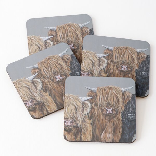 Item preview, The Highlanders! Highland hairy cows, Heilan Scottish funny coo art by award-winning UK artist Sam Fenner designed and sold by SamFennerArt.