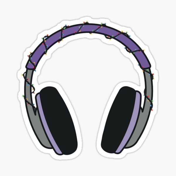 Purple Headphones with Fairy Lights Sticker
