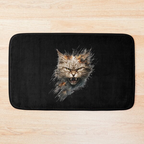 Item preview, Scratched Light Brown Cat With Yellow Eye Looking Angry And  Wild With Fired Background designed and sold by adembulut.