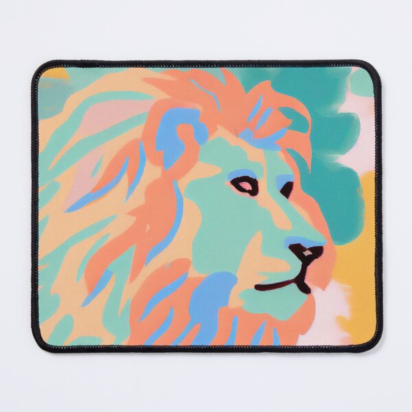 Item preview, a painting of a lion with a blue, yellow, and orange mane, a pop art painting designed and sold by Onoiko.