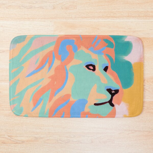 Item preview, a painting of a lion with a blue, yellow, and orange mane, a pop art painting designed and sold by Onoiko.
