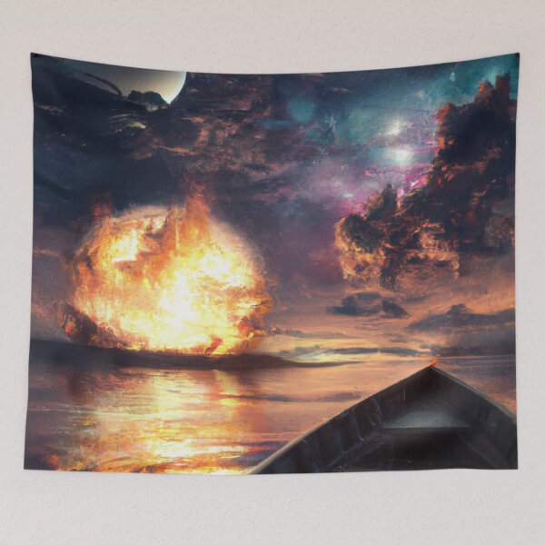 Item preview, Boat Ride Through a Burning Universe - Serene Night on the Cosmic Ocean designed and sold by WBP Mart.