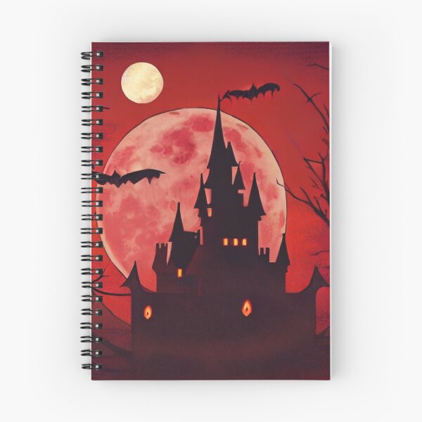 Item preview, Castle Dracula with a full blood moon in the background and bats in the creepy red sky designed and sold by StedeBonnet.