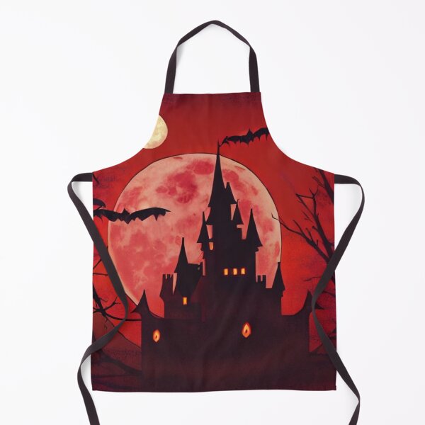 Item preview, Castle Dracula with a full blood moon in the background and bats in the creepy red sky designed and sold by StedeBonnet.